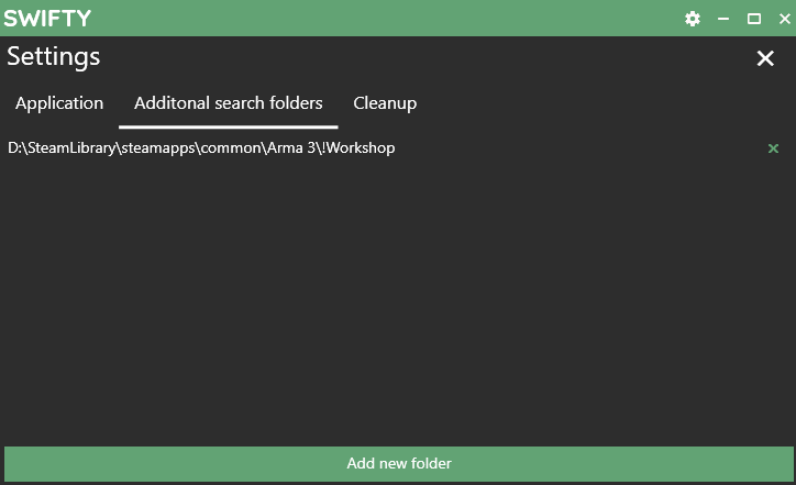 Additional search folders conigured