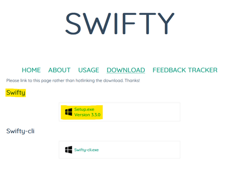 Screenshot of which Swifty download to select