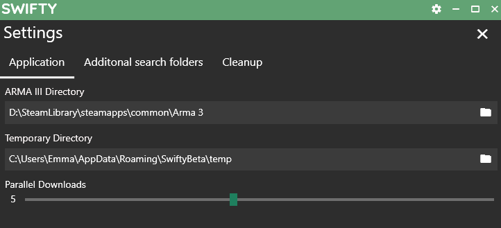 Swifty settings example